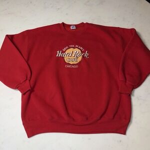 Vintage 90s Hard Rock Cafe Chicago Embroidered Crewneck Souvenir Sweatshirt - XL